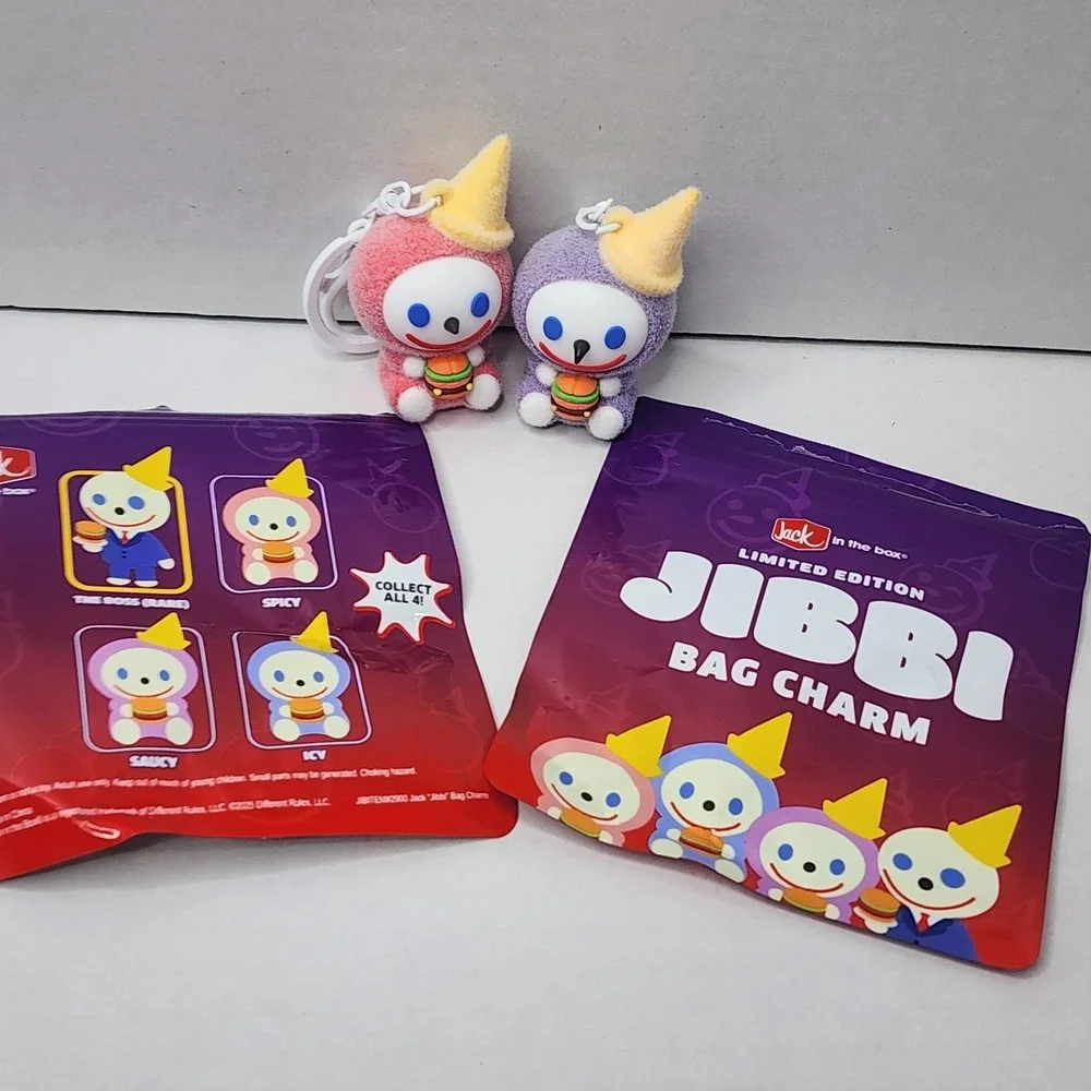 2 Saucy & Spicy Jack In The Box Keychain Charm Jibbi Limited Edition Pink/Purple